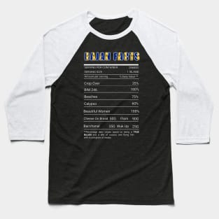 Bajan Nutrition Facts Funny Barbados Barbadian Pride Baseball T-Shirt